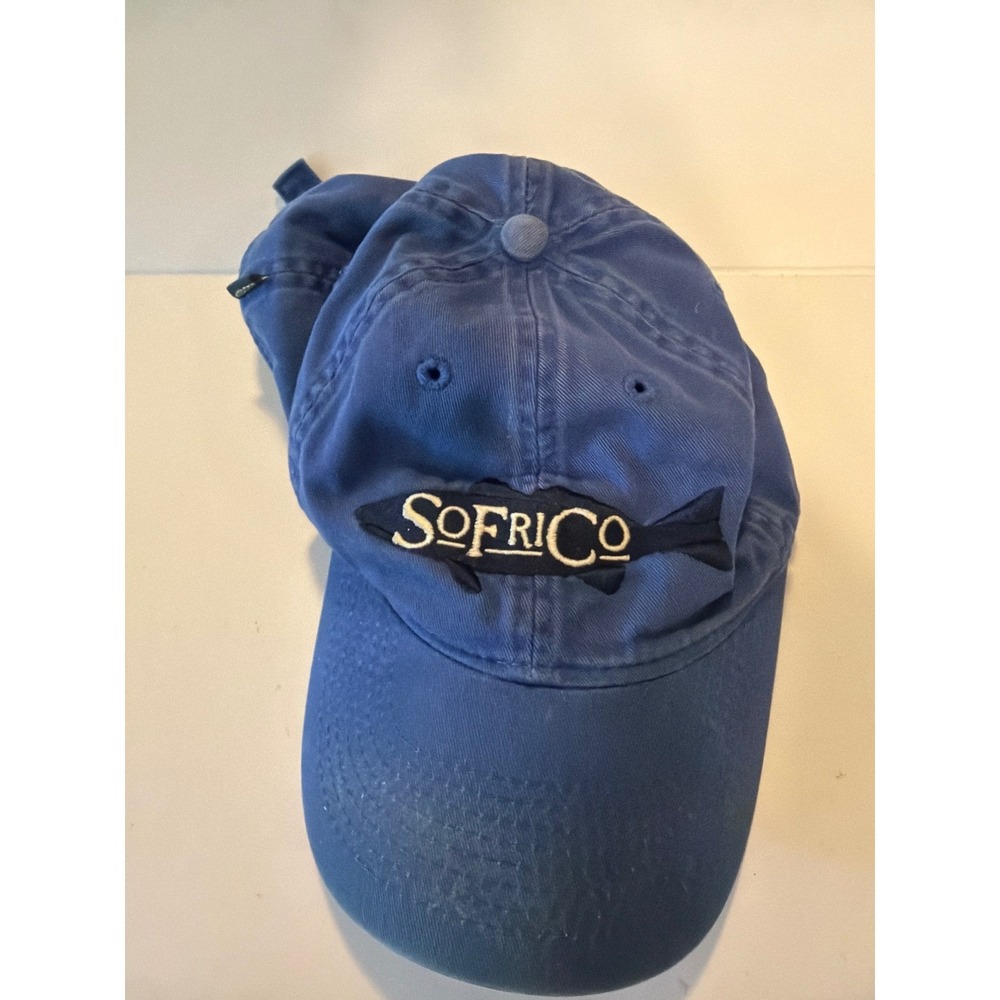 Southern Fried Cotton SoFriCo Blue Embroidered Fish Logo Adjustable Baseball Hat